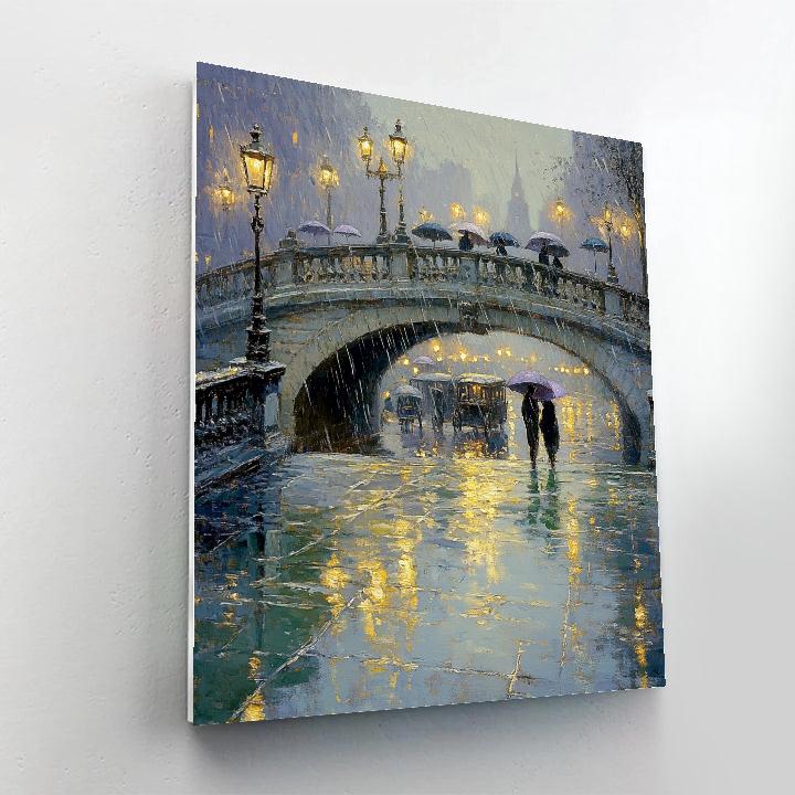 Monet Inspired Rainy City Bridge Paint by numbers kits