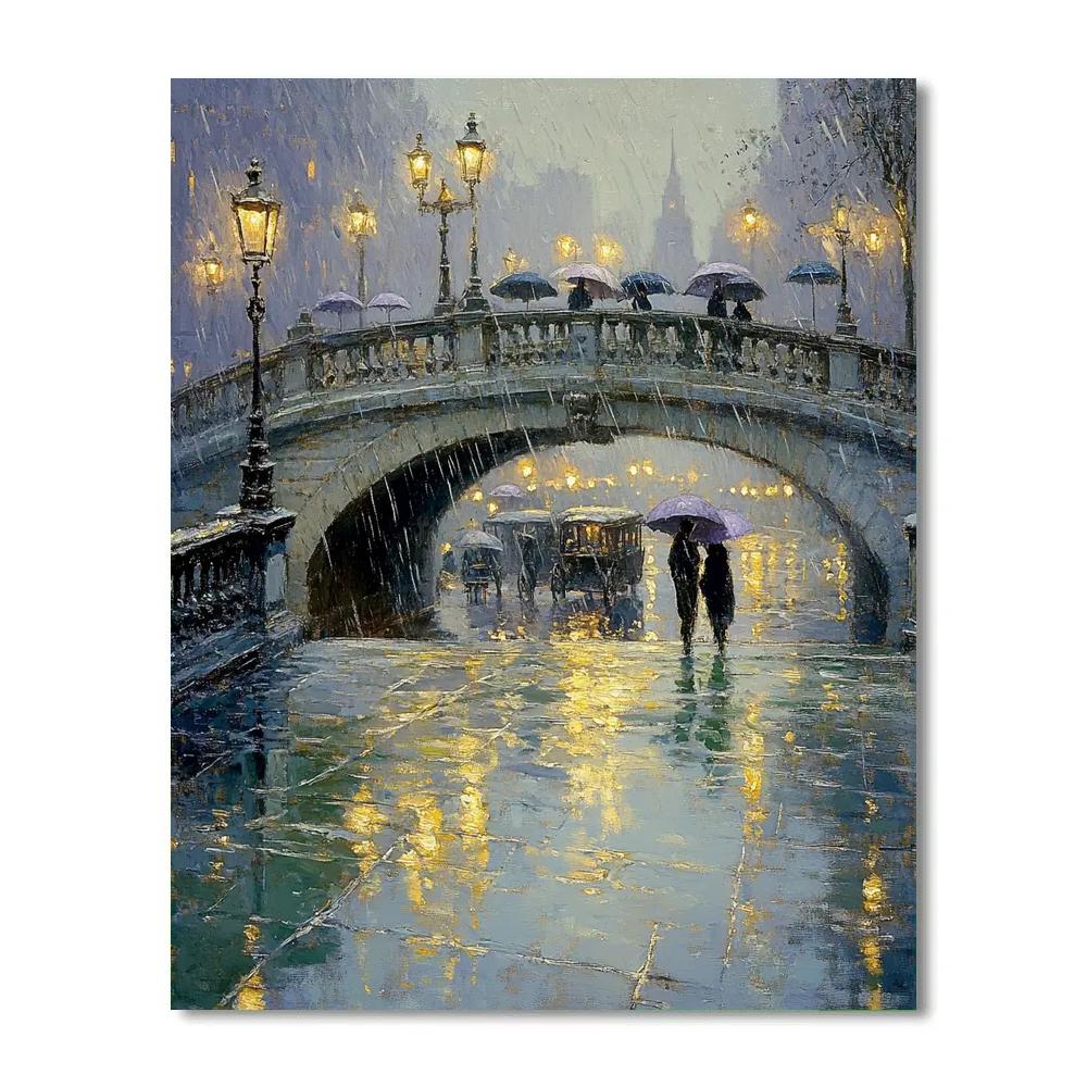 Monet Inspired Rainy City Bridge Paint by numbers kits