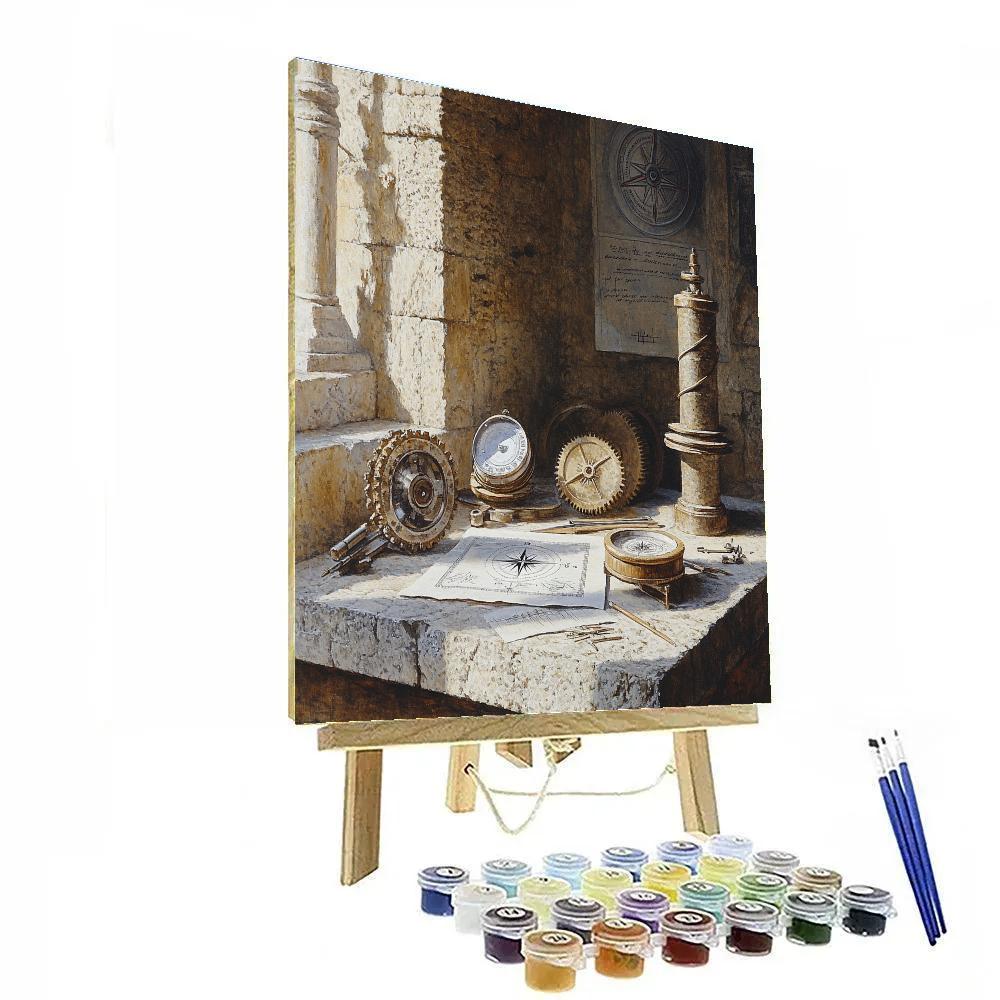 Leonardo Da Vinci Inspired Engineer Map Room paint by numbers
