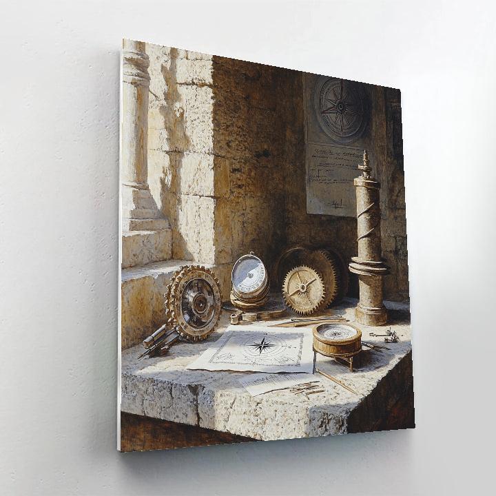 Leonardo Da Vinci Inspired Engineer Map Room paint by numbers