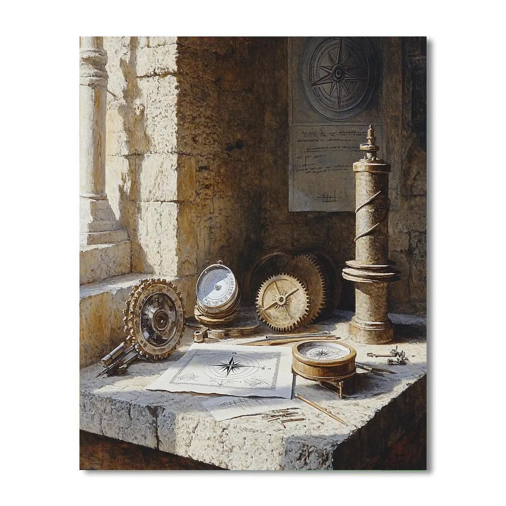 Leonardo Da Vinci Inspired Engineer Map Room paint by numbers