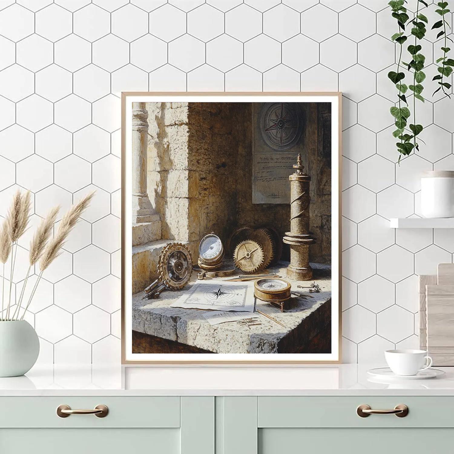 Leonardo Da Vinci Inspired Engineer Map Room paint by numbers