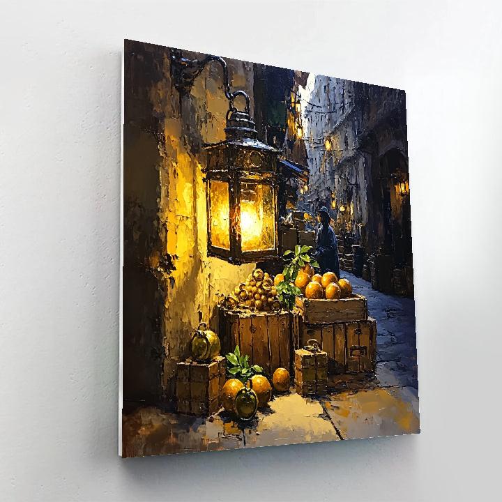 Rembrandt Inspired Night Market Stall Numbered painting kits