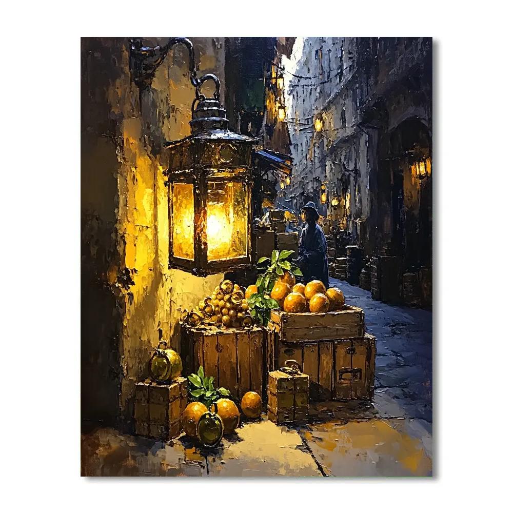Rembrandt Inspired Night Market Stall Numbered painting kits