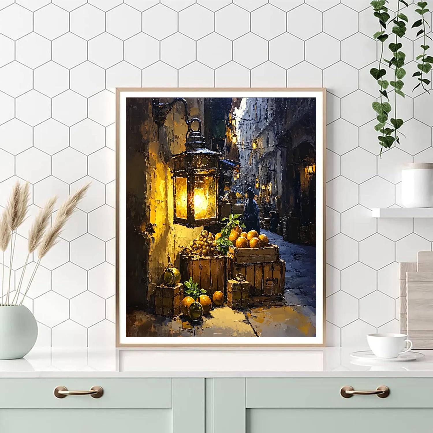 Rembrandt Inspired Night Market Stall Numbered painting kits