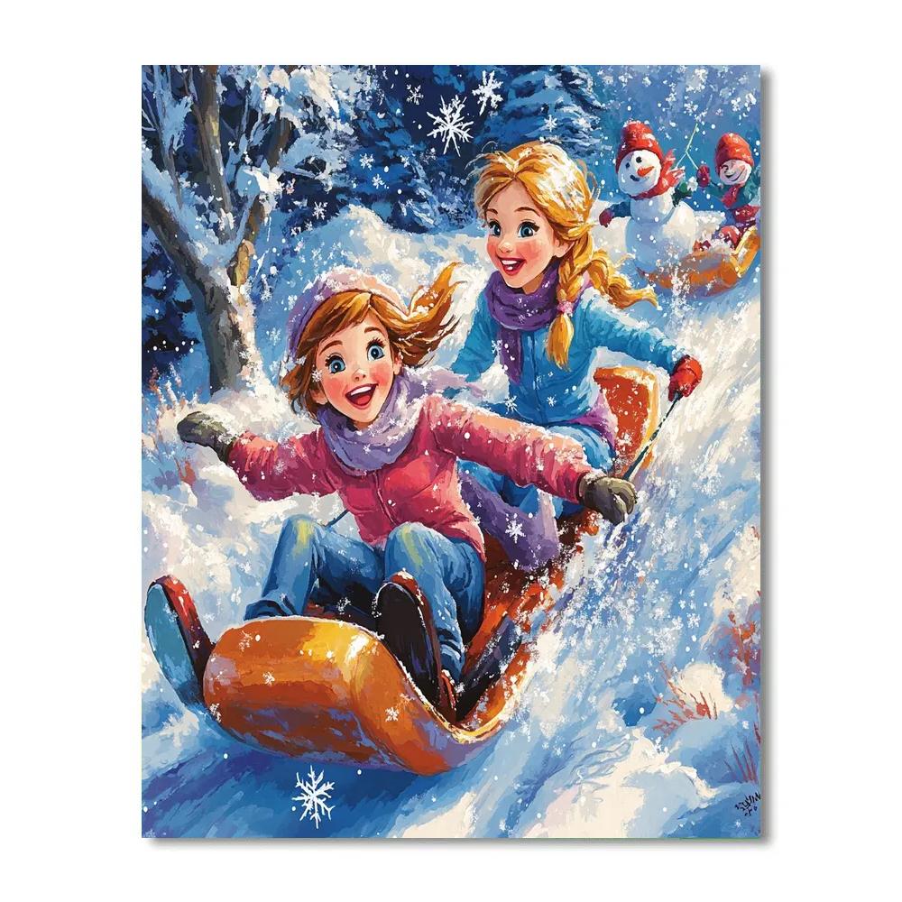 Elsa And Anna’s Winter Sports Day - Disney Inspired Painting by numbers kit