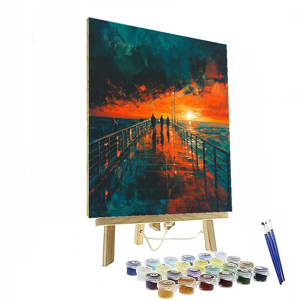 Edvard Munch Inspired Red Sky Harbor paint by numbers