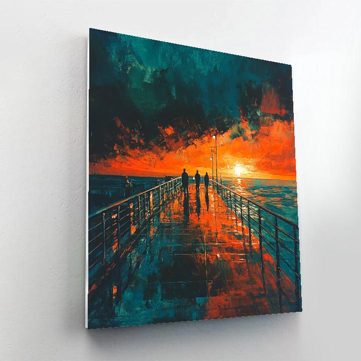 Edvard Munch Inspired Red Sky Harbor paint by numbers