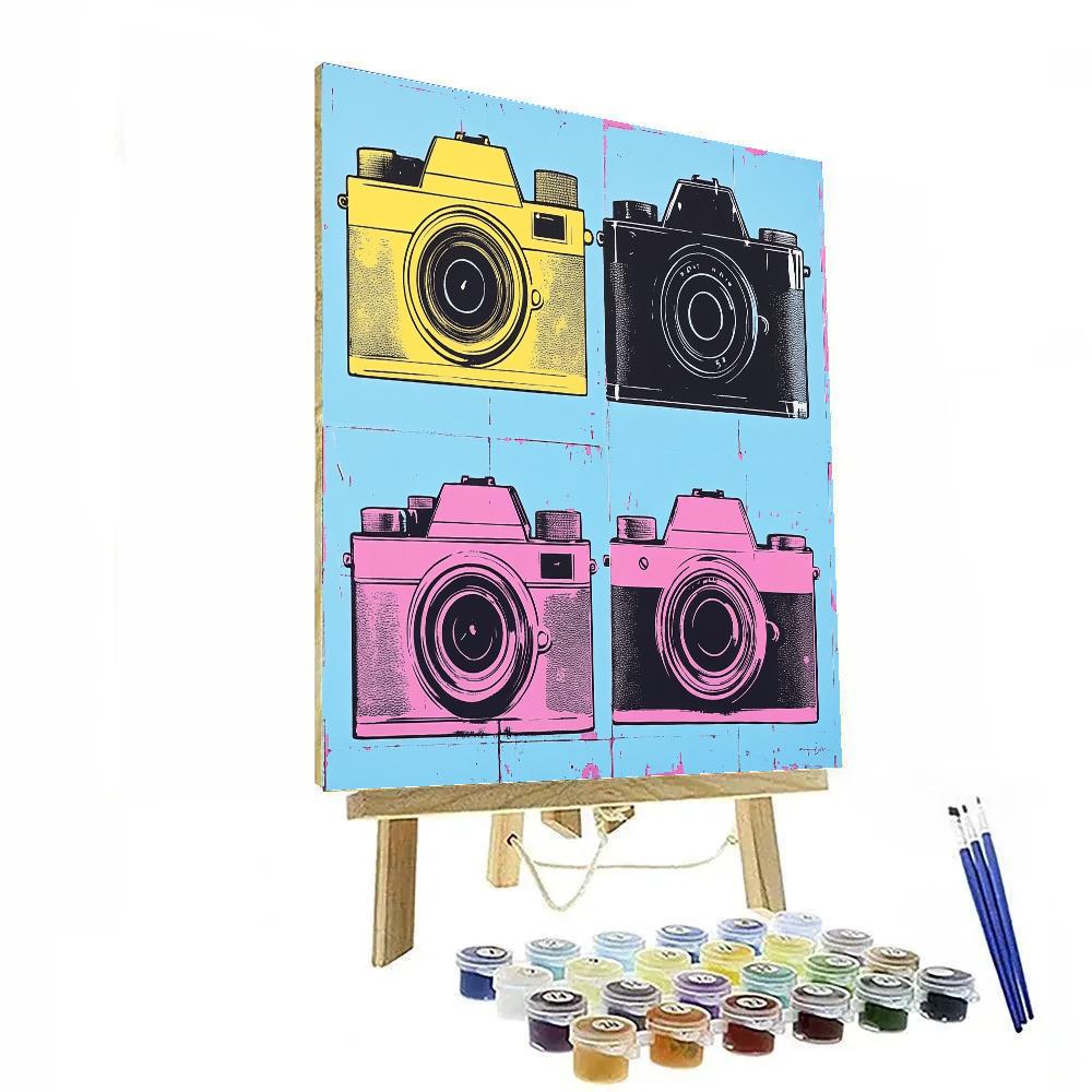 Andy Warhol Inspired Pop Cameras Grid paint by numbers