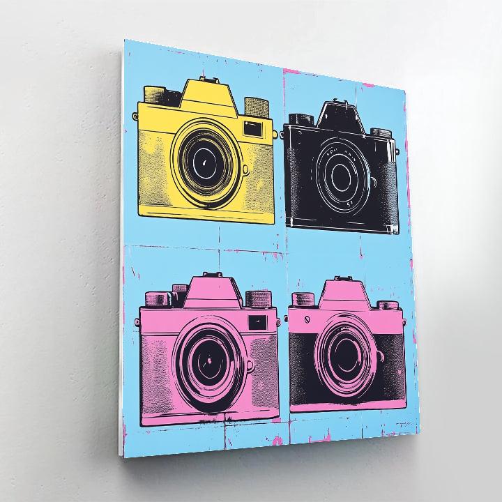 Andy Warhol Inspired Pop Cameras Grid paint by numbers