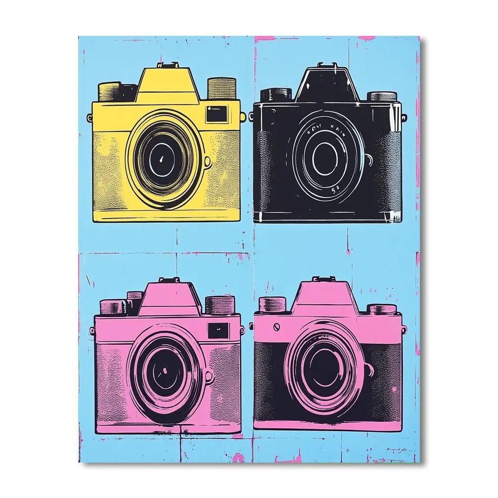 Andy Warhol Inspired Pop Cameras Grid paint by numbers