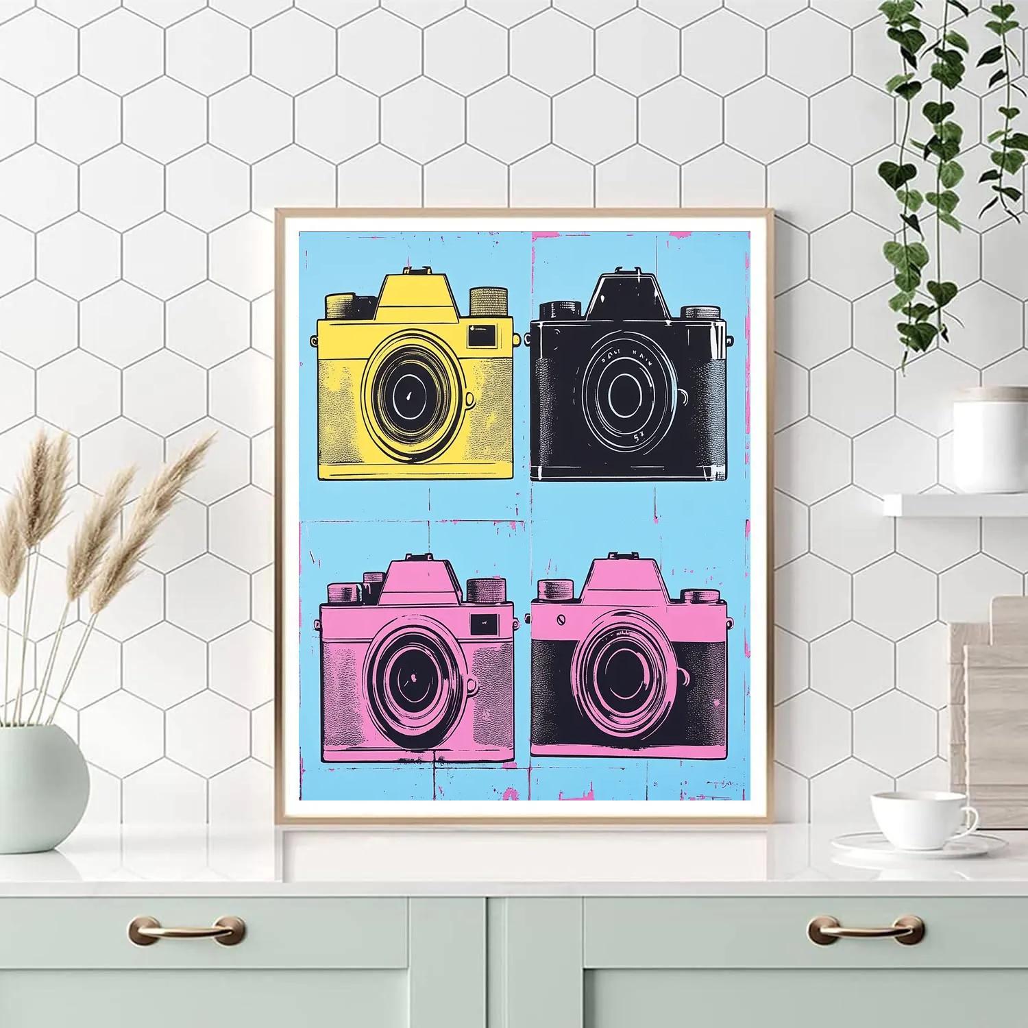 Andy Warhol Inspired Pop Cameras Grid paint by numbers