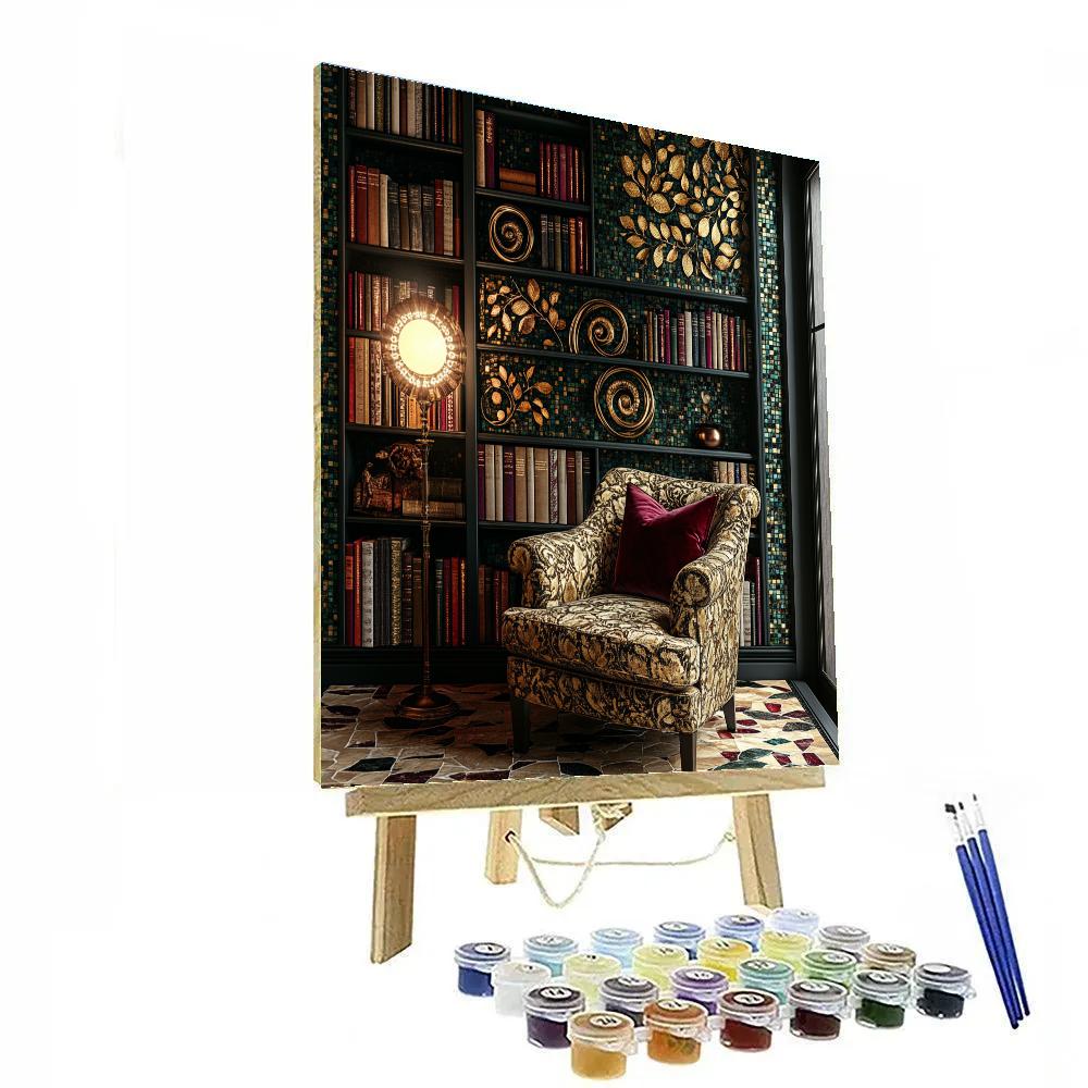 Gustav Klimt Inspired Golden Library Nook Painting by numbers kit