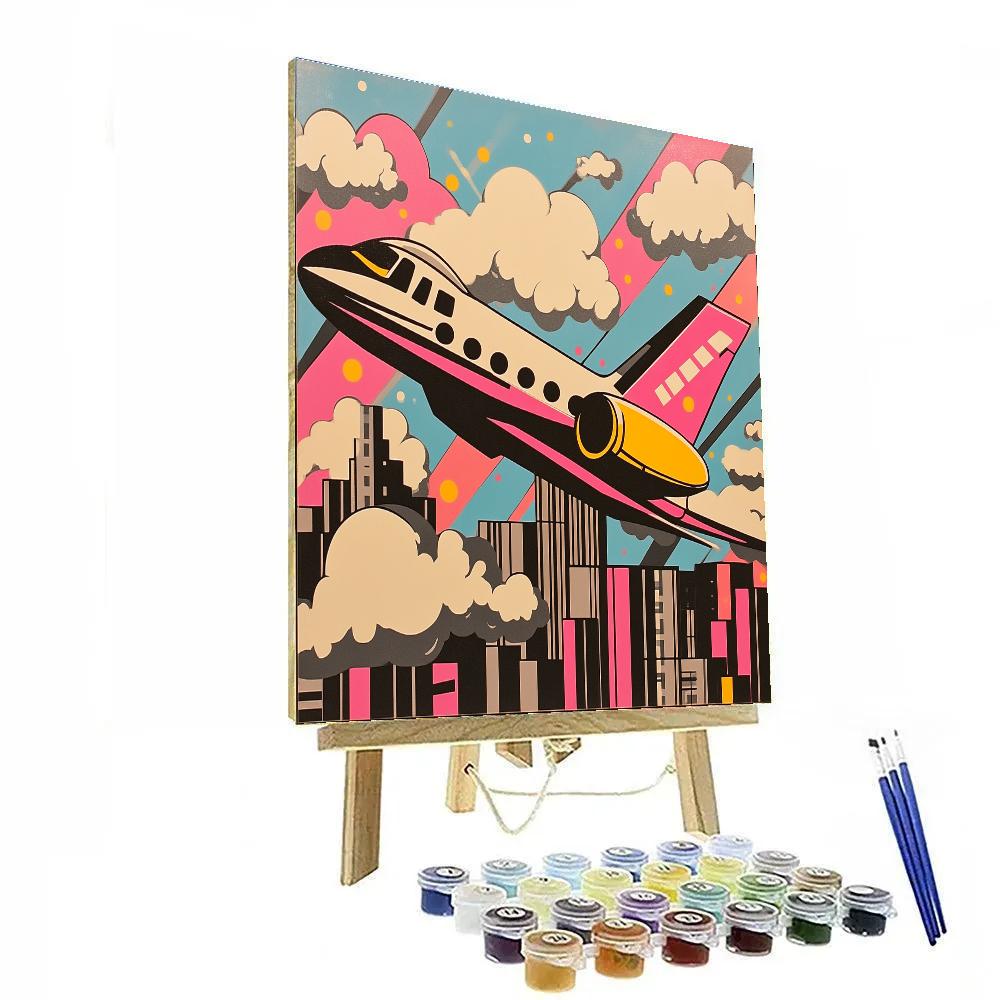 Roy Lichtenstein Inspired Jet Over Skyline painting number kit