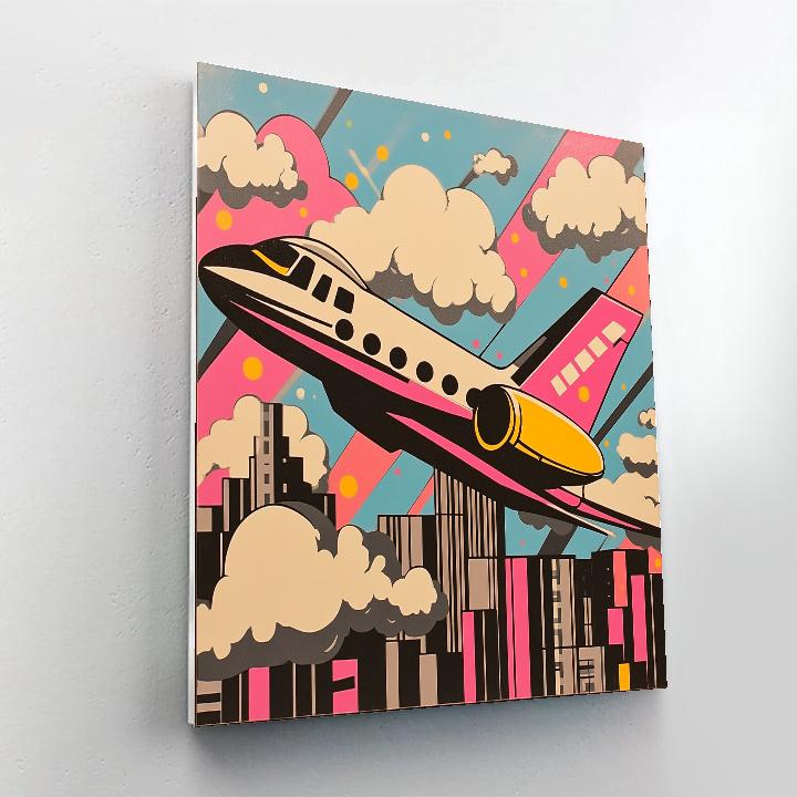Roy Lichtenstein Inspired Jet Over Skyline painting number kit