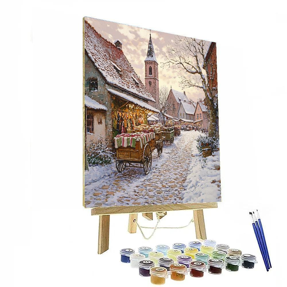 Camille Pissarro Inspired Winter Village Fair Number painting