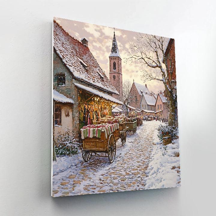 Camille Pissarro Inspired Winter Village Fair Number painting