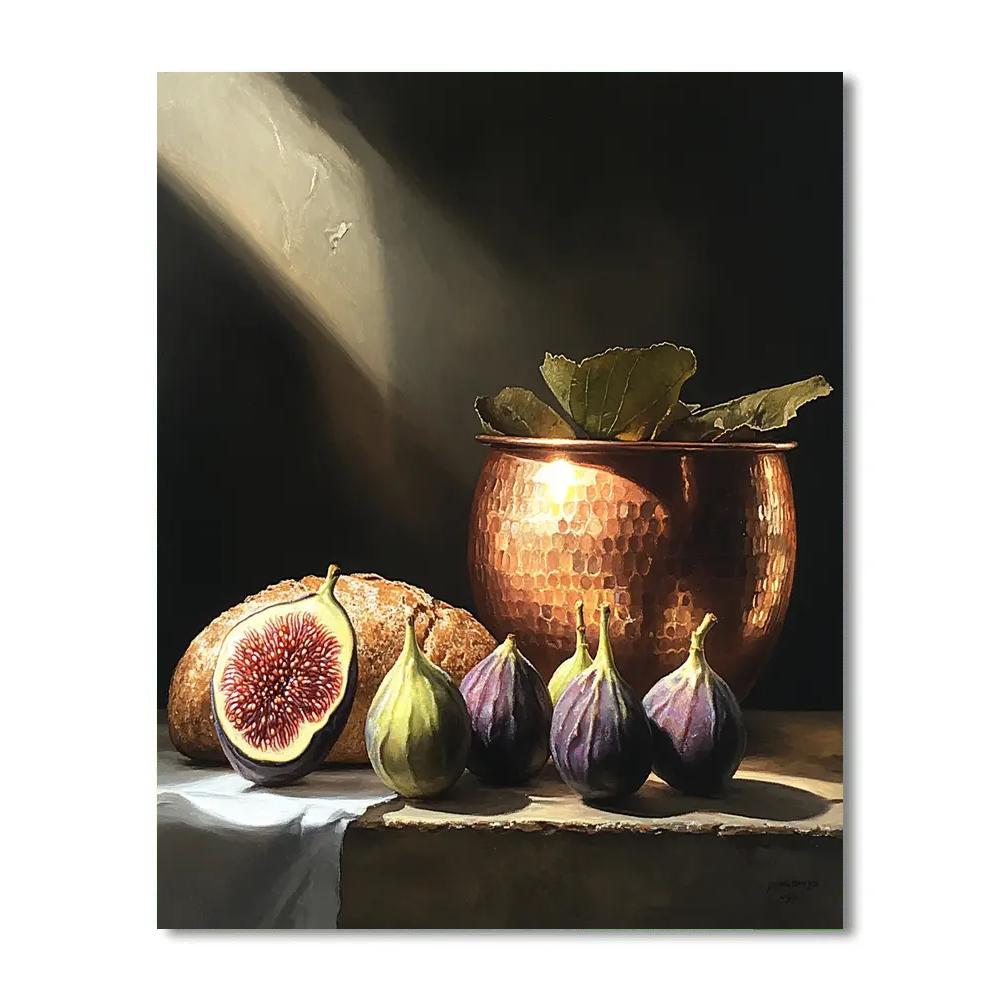 Caravaggio Inspired Copper Pot Still Life paint by color