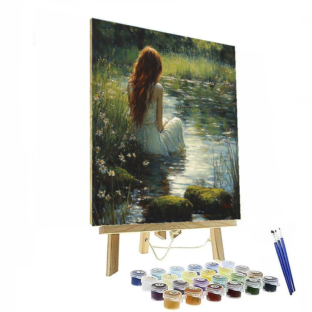 John William Waterhouse Inspired Woodland Spring paint by color