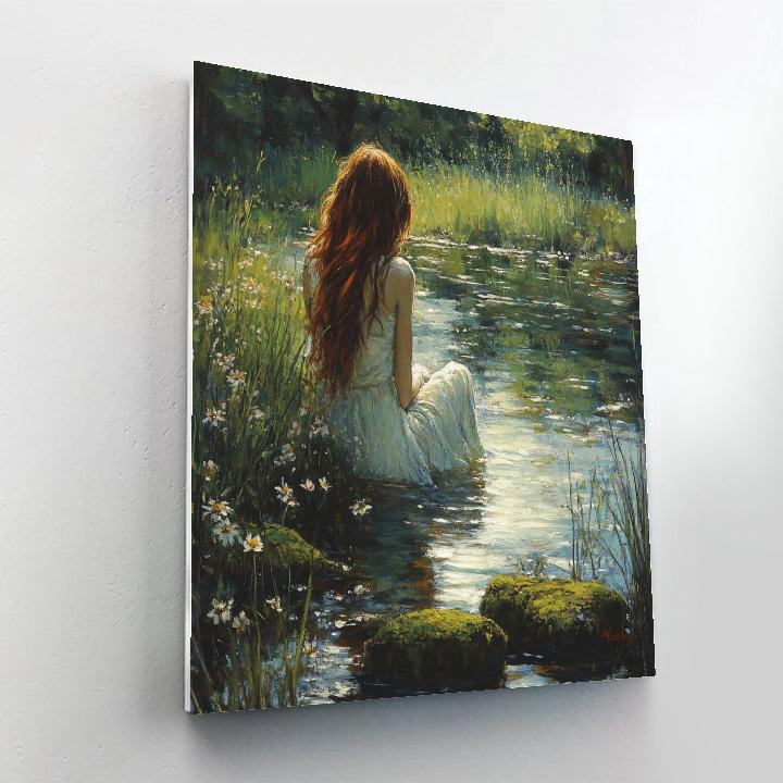 John William Waterhouse Inspired Woodland Spring paint by color