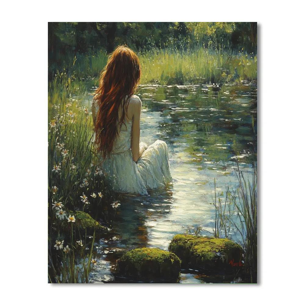 John William Waterhouse Inspired Woodland Spring paint by color