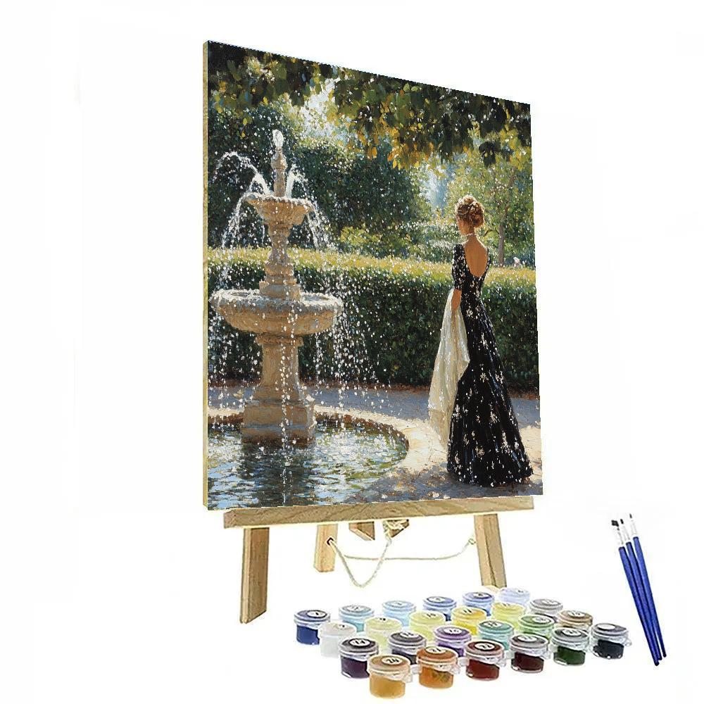 John Singer Sargent Inspired Garden Fountain Portrait paint by numbers