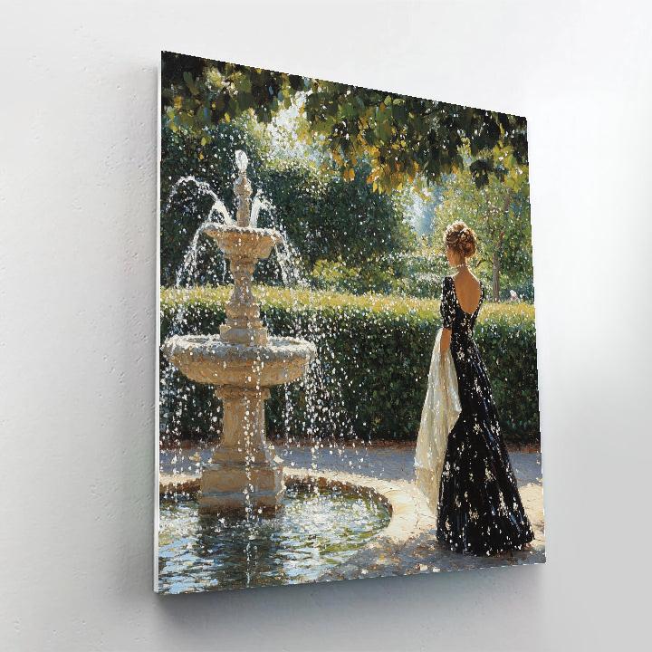 John Singer Sargent Inspired Garden Fountain Portrait paint by numbers