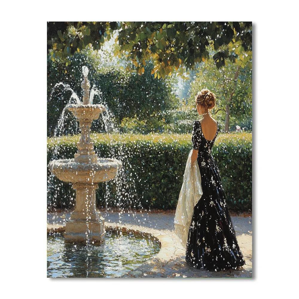 John Singer Sargent Inspired Garden Fountain Portrait paint by numbers