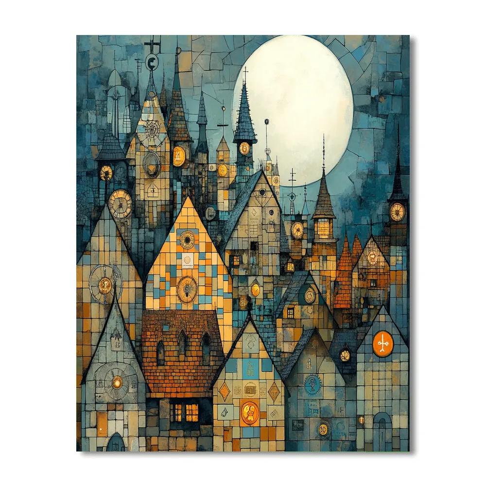 Paul Klee Inspired Clockwork Town Paint by numbers art