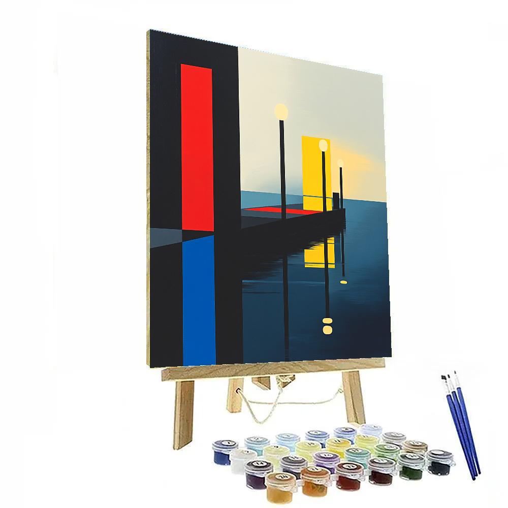 Piet Mondrian Inspired Color Pier Night DIY paint by numbers