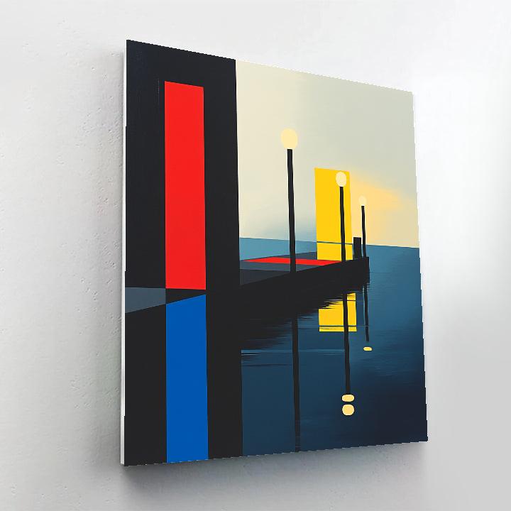 Piet Mondrian Inspired Color Pier Night DIY paint by numbers