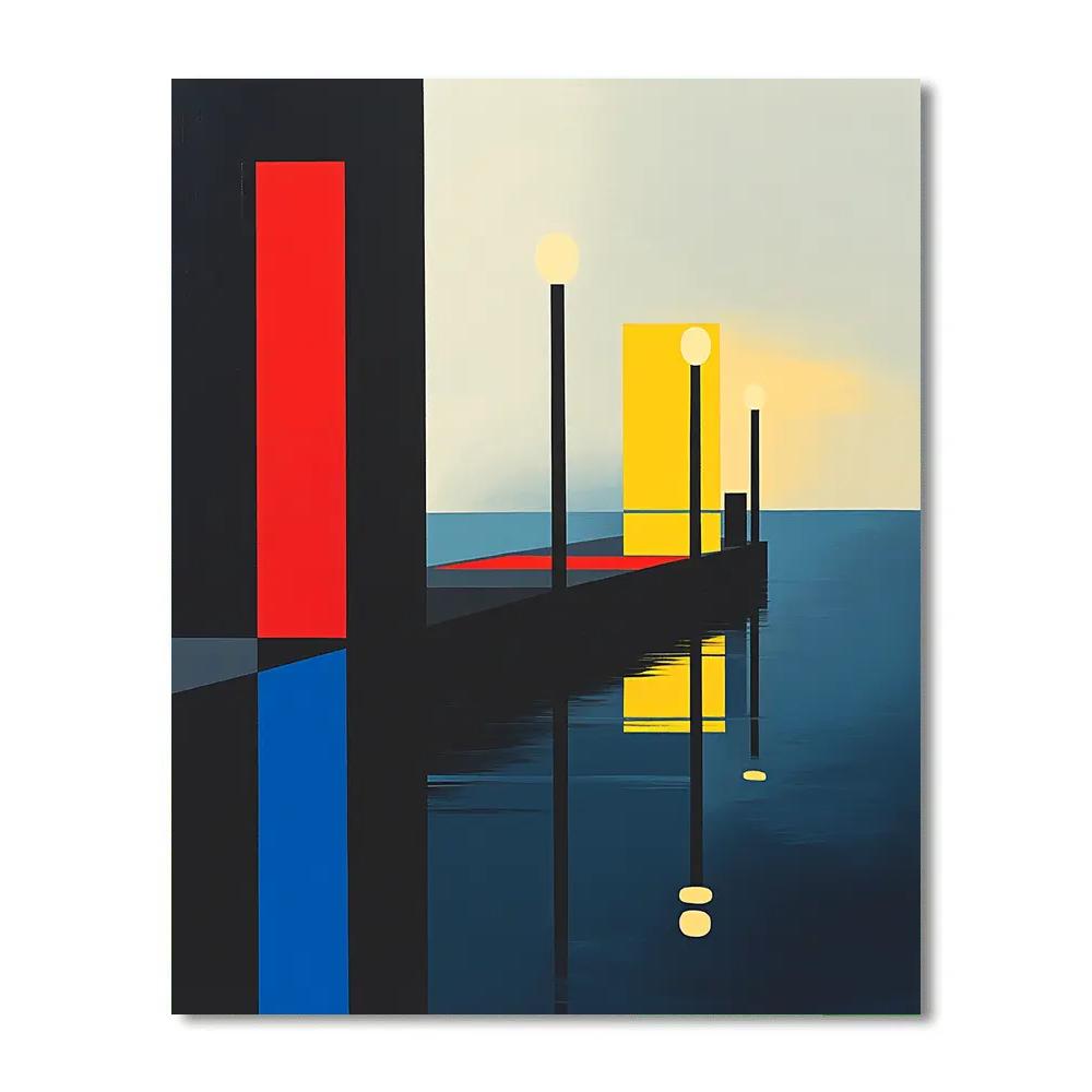 Piet Mondrian Inspired Color Pier Night DIY paint by numbers