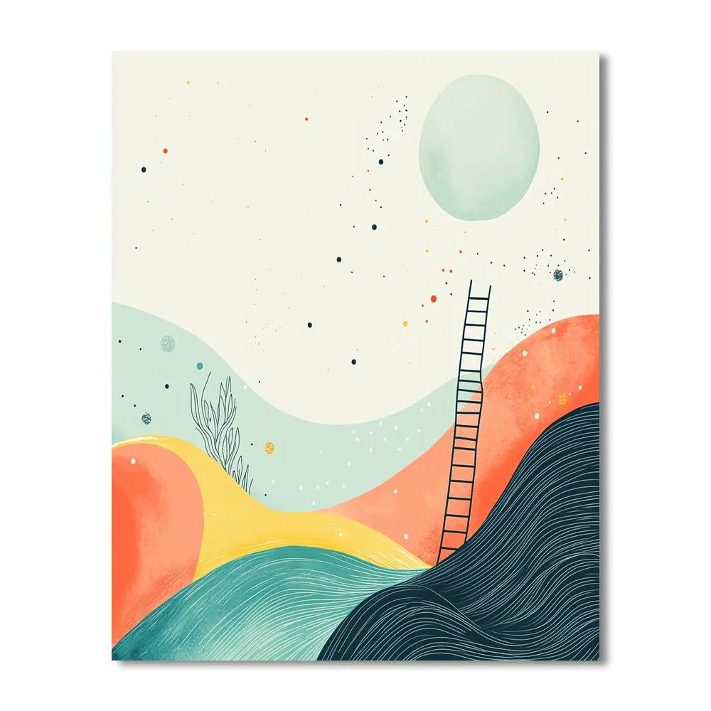 Joan Miro Inspired Bird Ladder Moon painting number kit