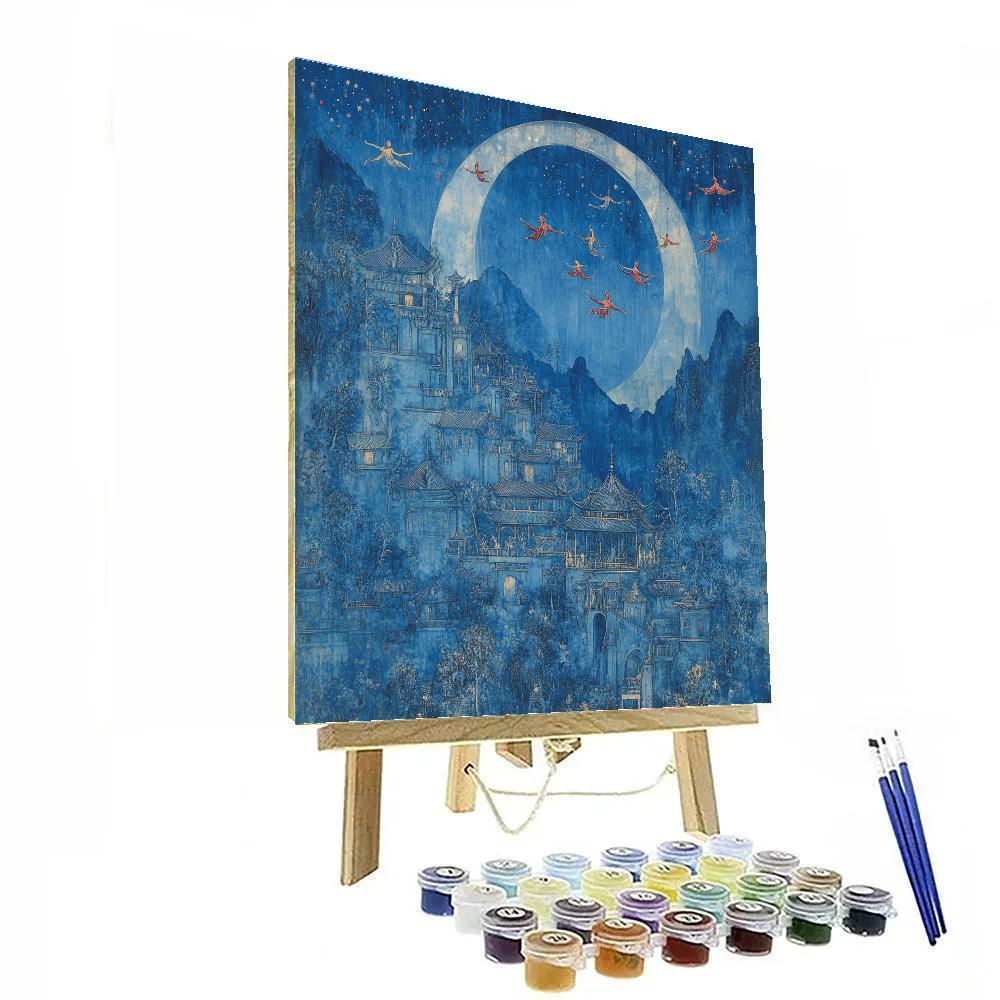 Marc Chagall Inspired Blue Circus Dream Number painting