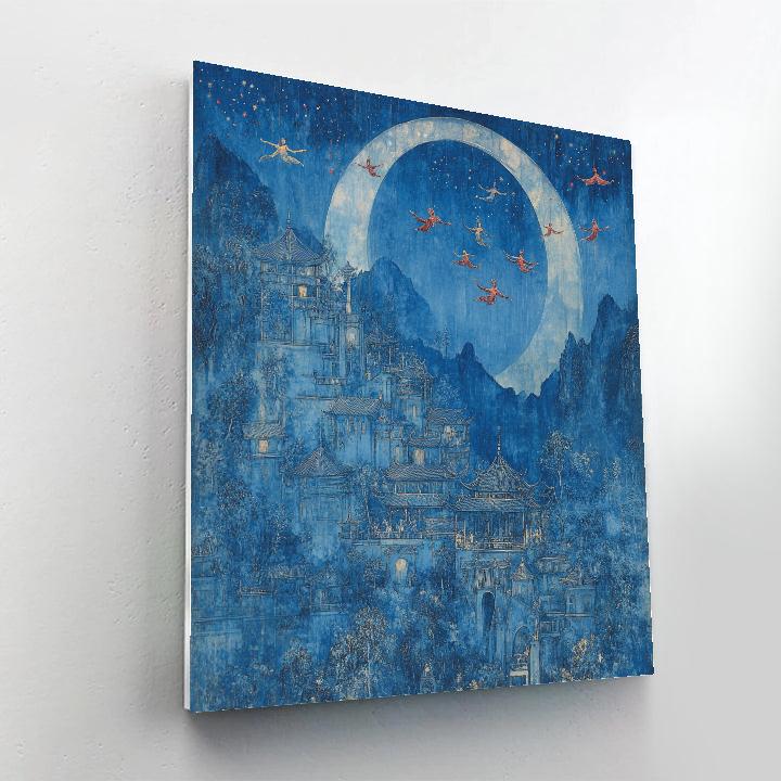 Marc Chagall Inspired Blue Circus Dream Number painting