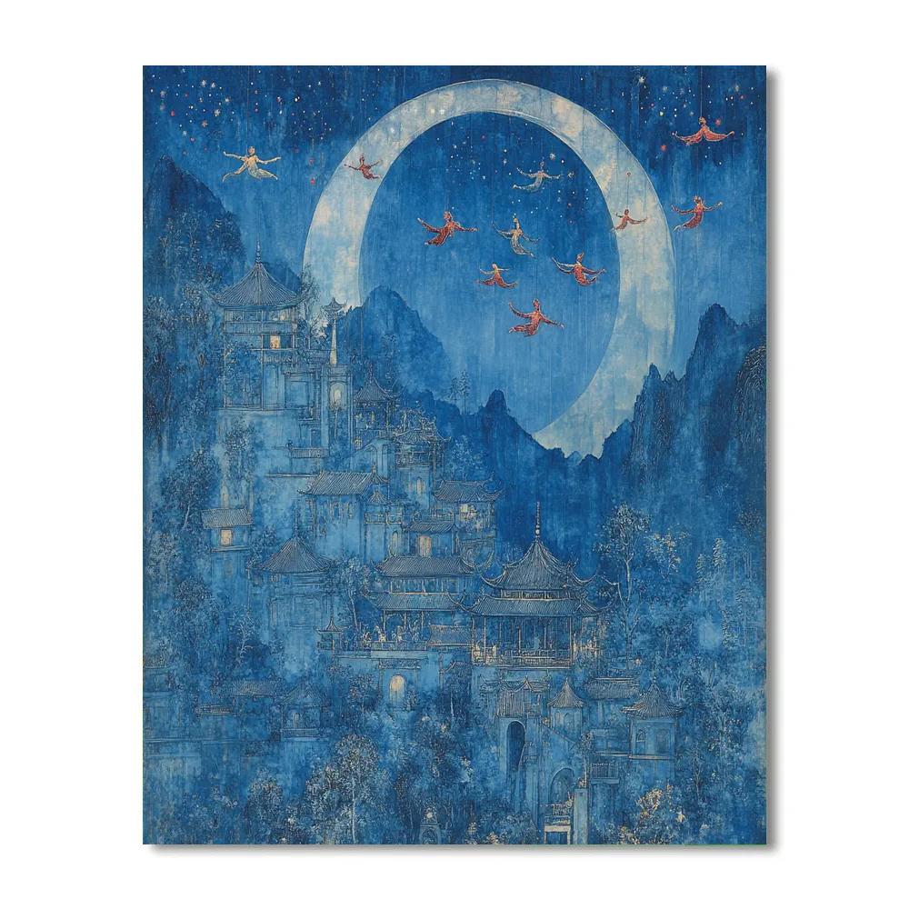 Marc Chagall Inspired Blue Circus Dream Number painting