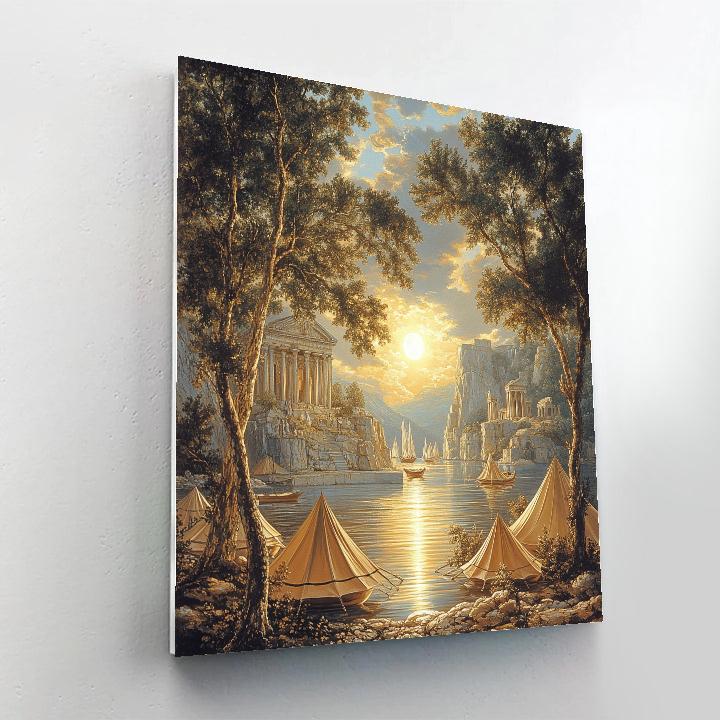 Claude Lorrain Inspired River Sunset Camp Paint by numbers kits