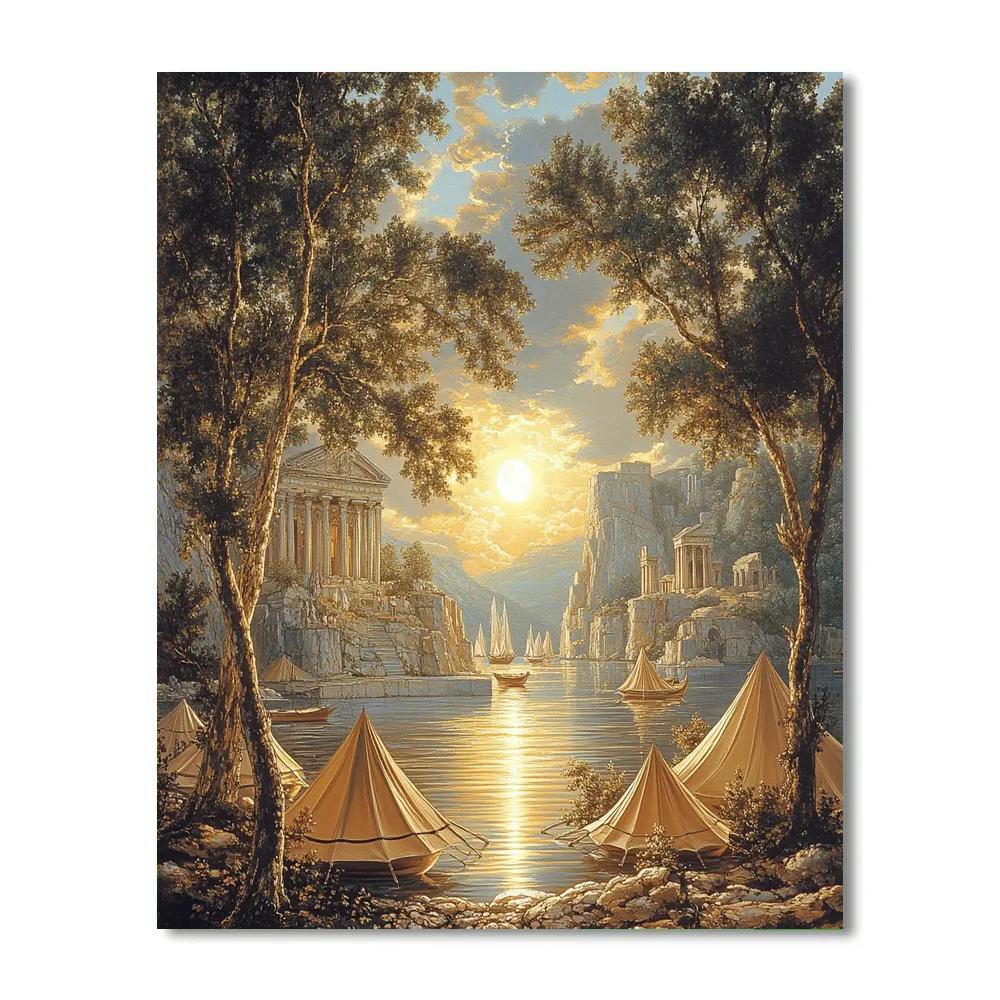 Claude Lorrain Inspired River Sunset Camp Paint by numbers kits