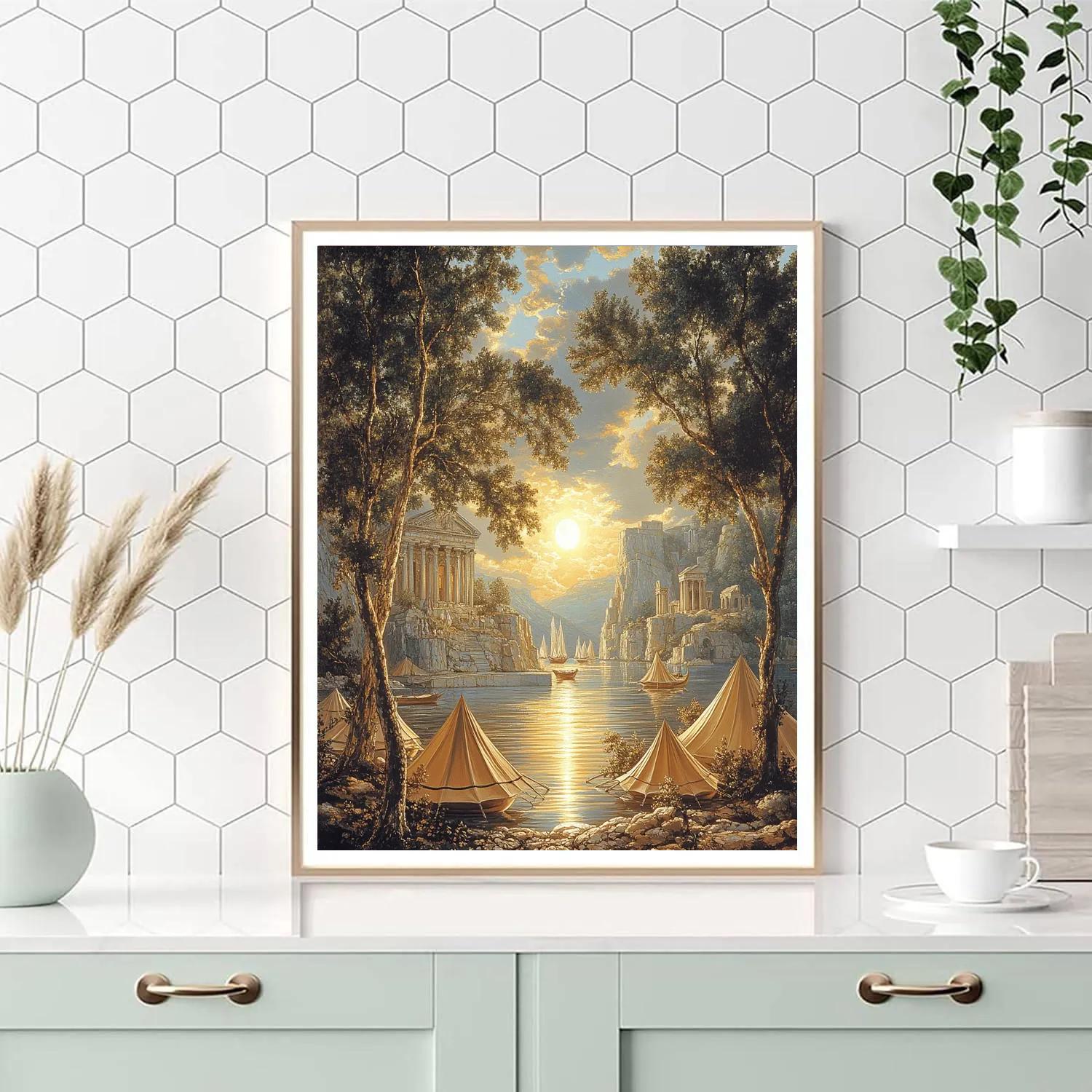 Claude Lorrain Inspired River Sunset Camp Paint by numbers kits