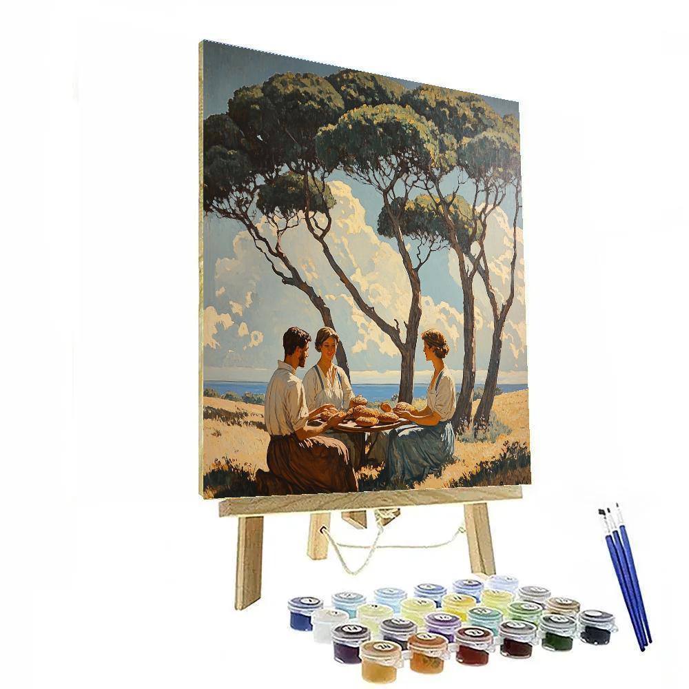 Nicolas Poussin Inspired Arcadia Picnic DIY paint by numbers