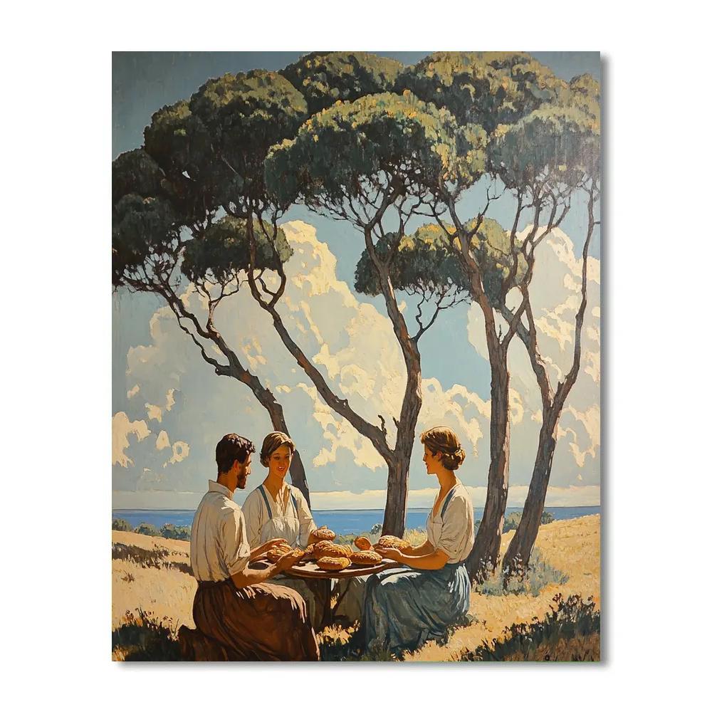 Nicolas Poussin Inspired Arcadia Picnic DIY paint by numbers