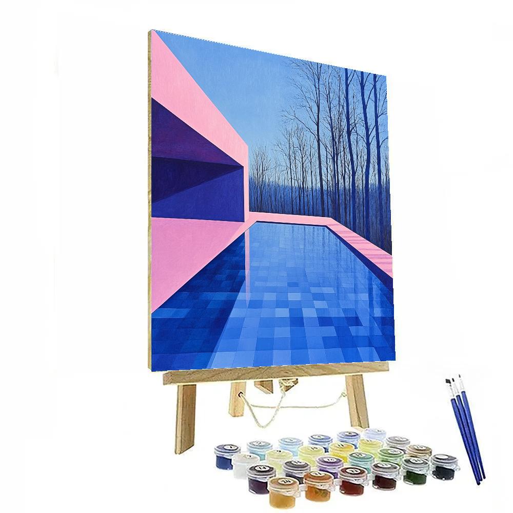 David Hockney Inspired Winter Pool Shadows paint by number