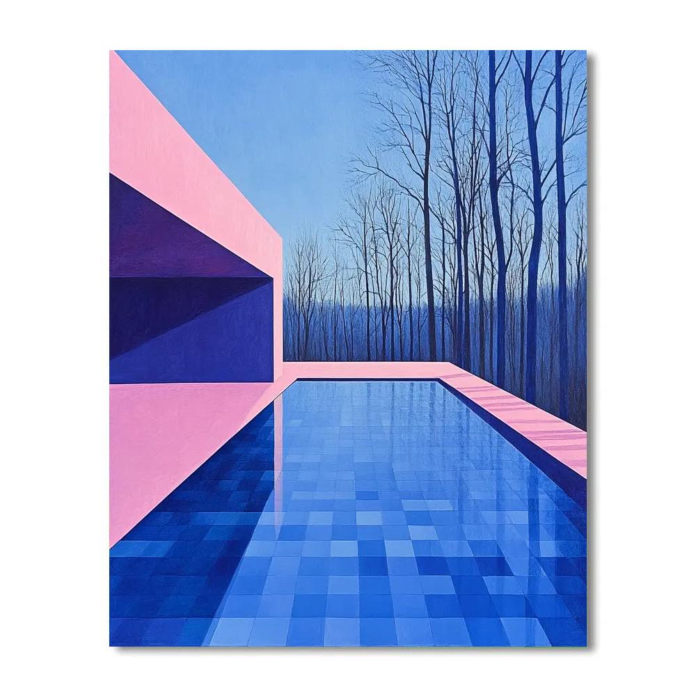 David Hockney Inspired Winter Pool Shadows paint by number