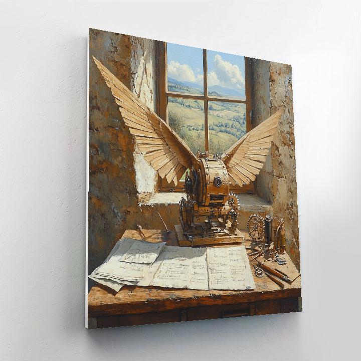 Leonardo Da Vinci Inspired Mechanical Bird Number painting