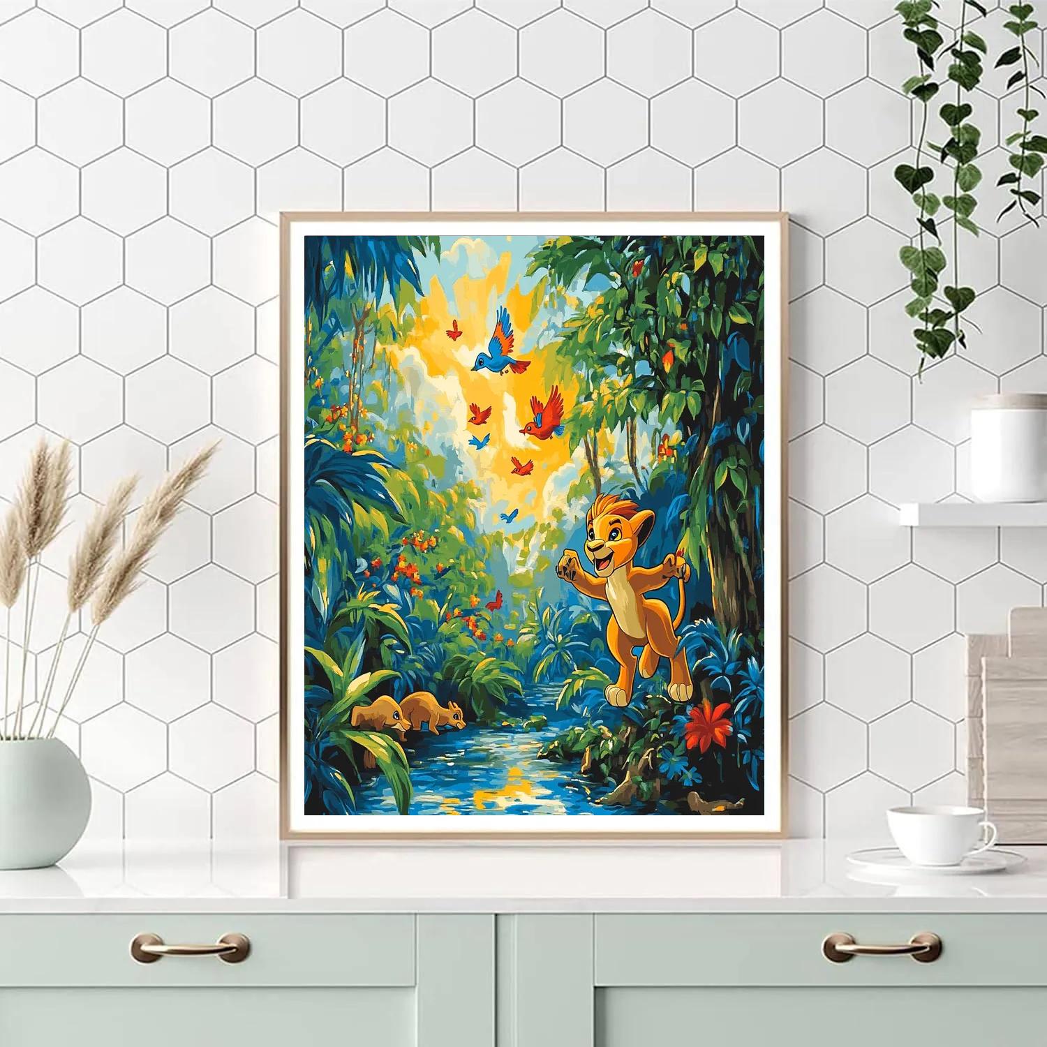 Simba’s Jungle Exploration - Disney Inspired Paint by numbers art