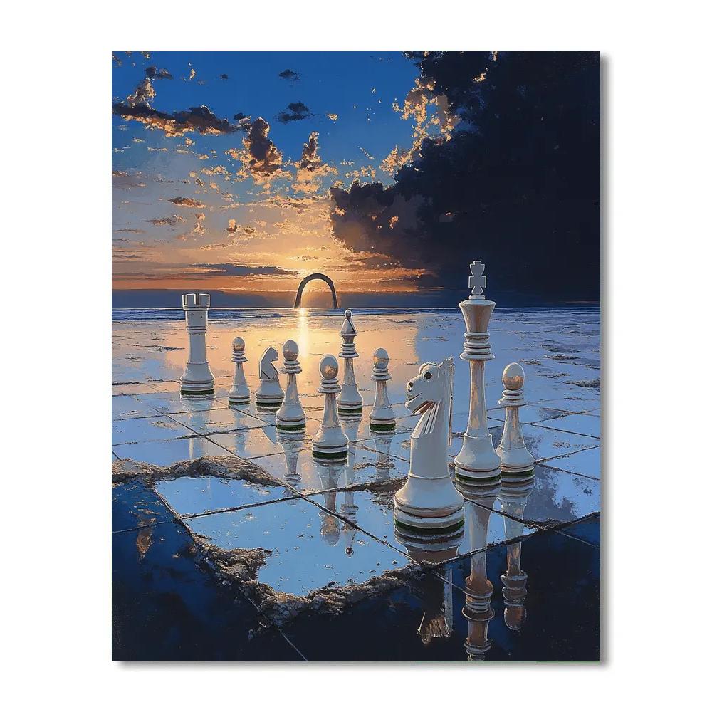 Salvador Dali Inspired Glass Desert Chess Paint by numbers art