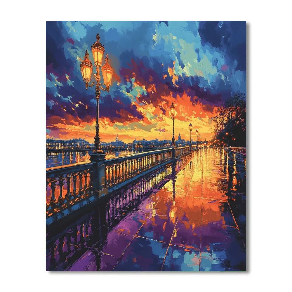 Edvard Munch Inspired Night Rain Street DIY paint by numbers