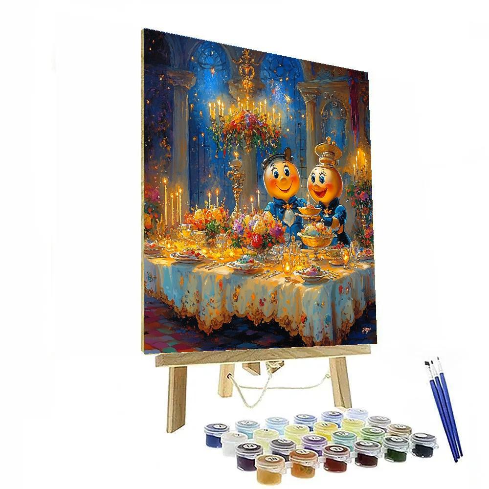 Lumière And Cogsworth’s Festive Dinner - Disney Inspired Paint by numbers kits