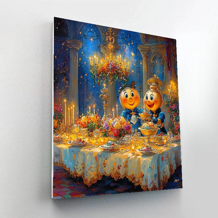 Lumière And Cogsworth’s Festive Dinner - Disney Inspired Paint by numbers kits