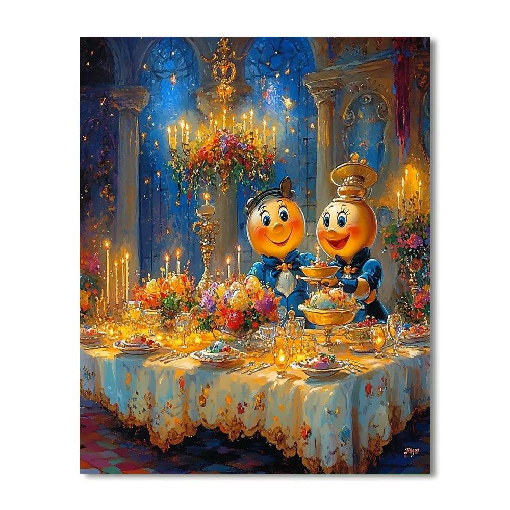 Lumière And Cogsworth’s Festive Dinner - Disney Inspired Paint by numbers kits